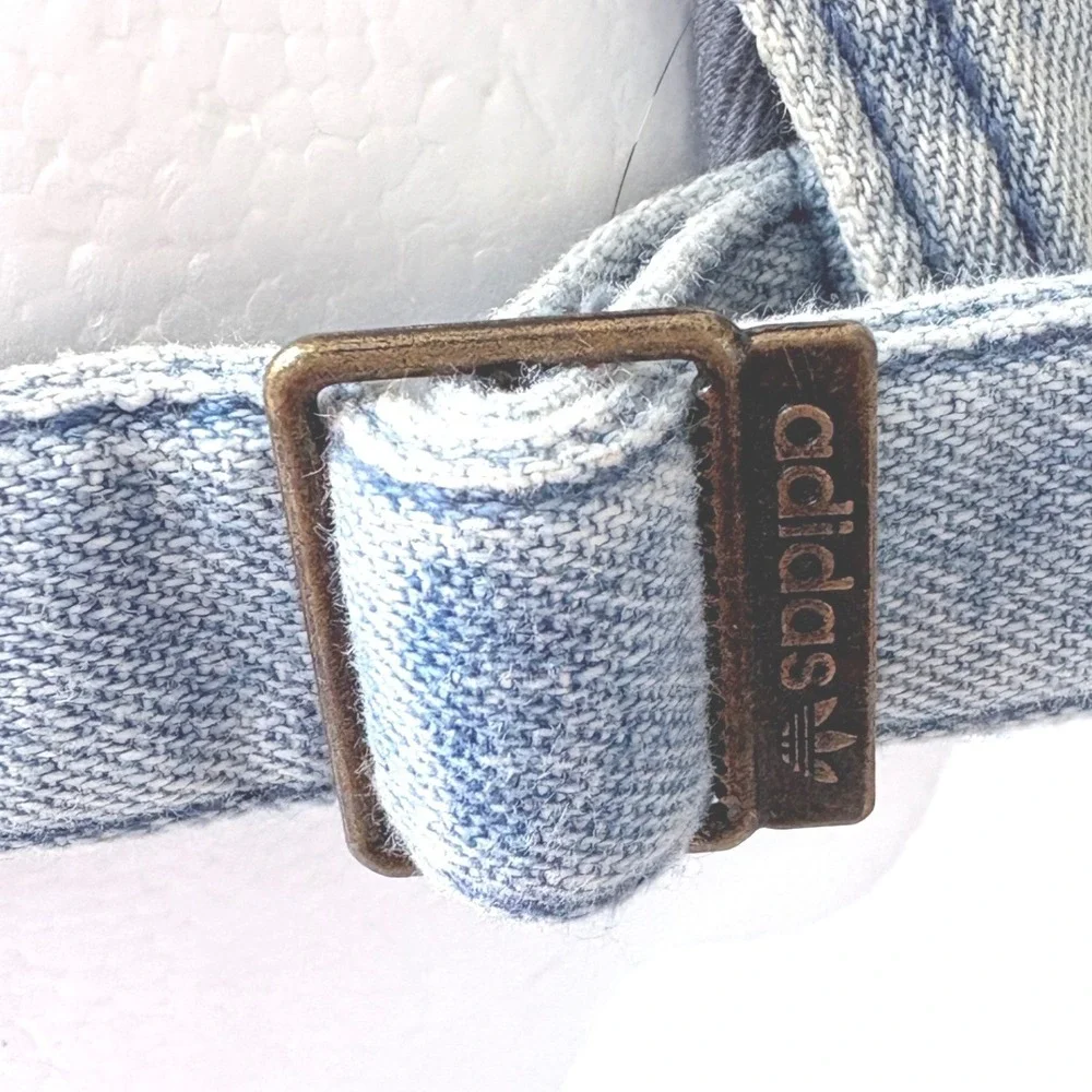 Adidas Originals Blue Acid Wash Denim Trefoil Womens Dad Baseball‎ Cap Hat